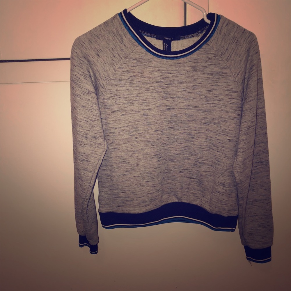 Forever 21 Long Sleeved Blue&Black Rimmed Shirt